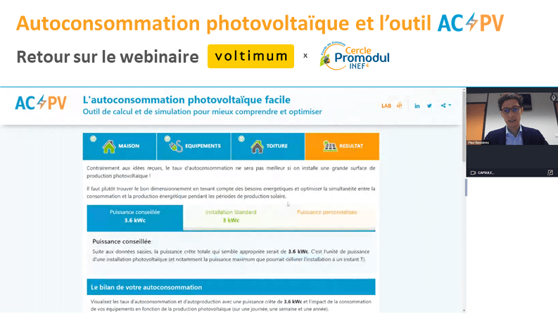 [ Replay Webinaire ] Autoconsommation photovoltaïque et démonstration de l&rsquo;outil AC/PV